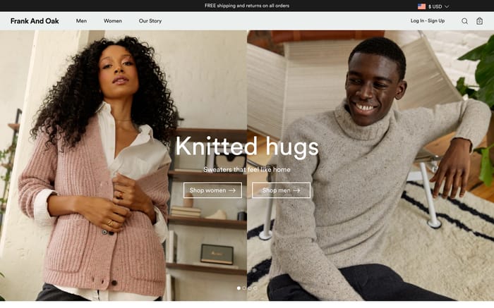 Frank And Oak website preview
