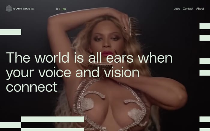 Sony Music website preview