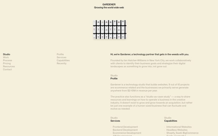 Gardener website preview