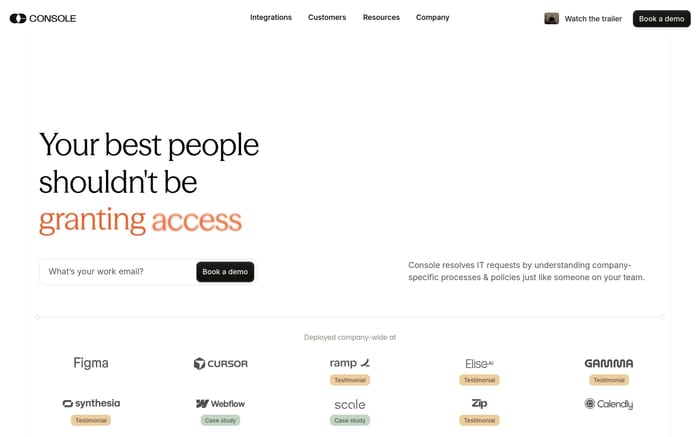 Console website preview