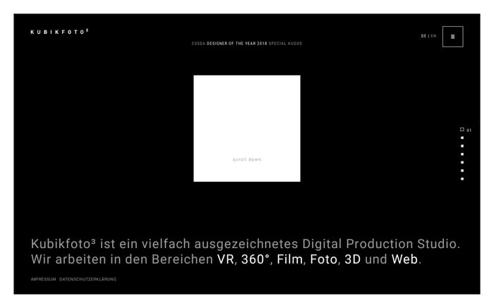 Kubikfoto³ | 360° VR Production Studio website preview