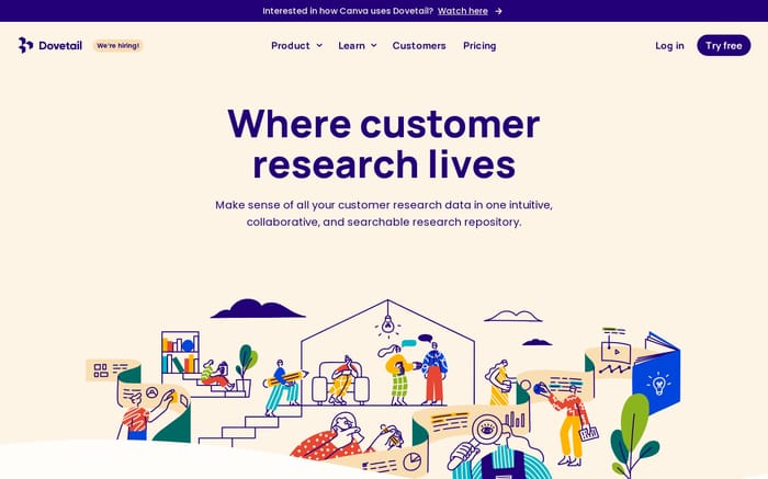 Dovetail website preview