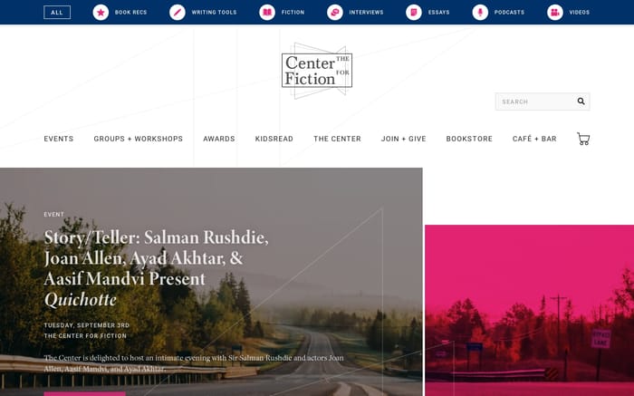 The Center for Fiction website preview