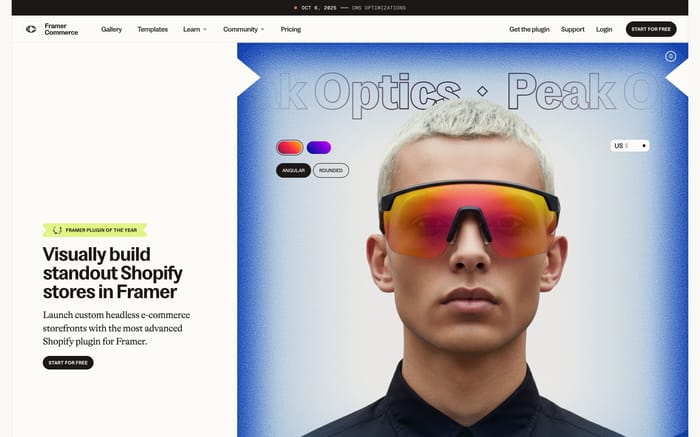 Framer Commerce website preview