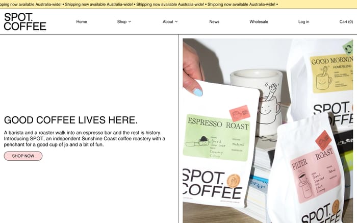 Spot coffee website preview
