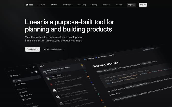 Linear website preview