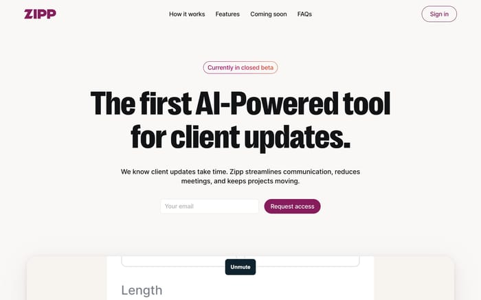 Zipp website preview