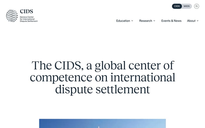 Center for International Dispute Settlement website preview