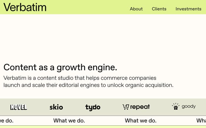 Verbatim website preview
