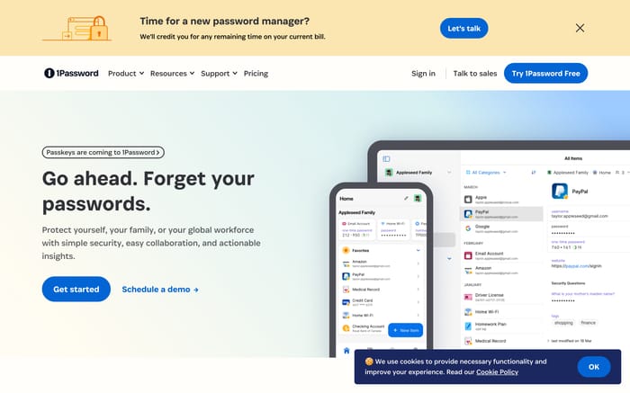 1Password website preview