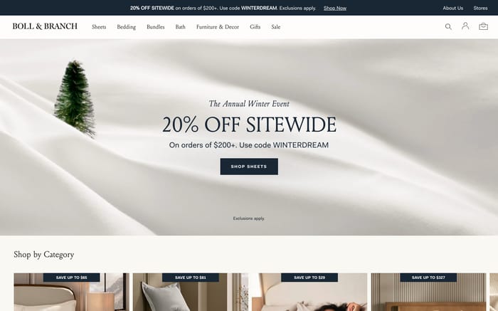 Boll & Branch website preview