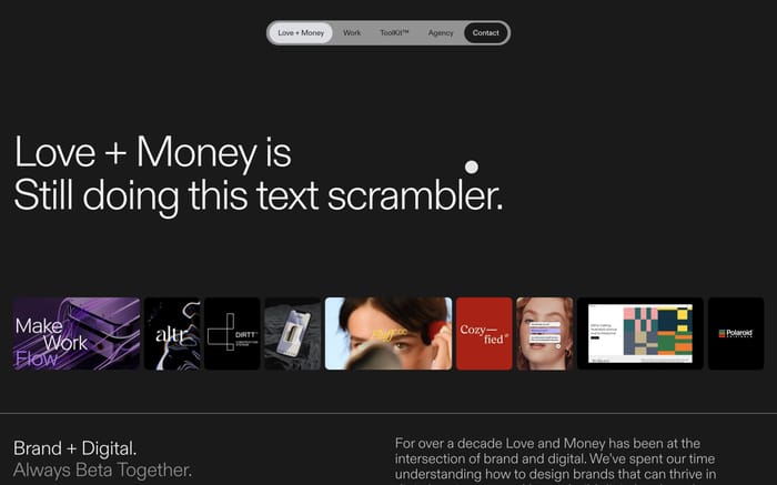 Love + Money website preview