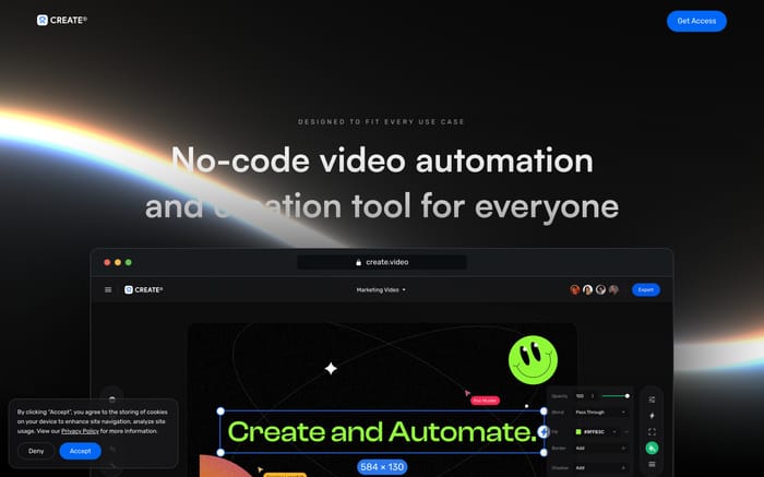 Create.video website preview