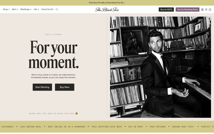 The Black Tux website preview