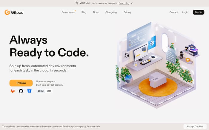 Gitpod website preview