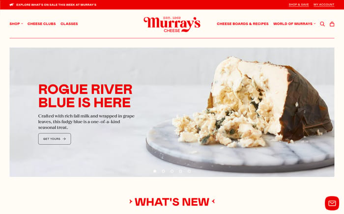 Murray's Cheese website preview