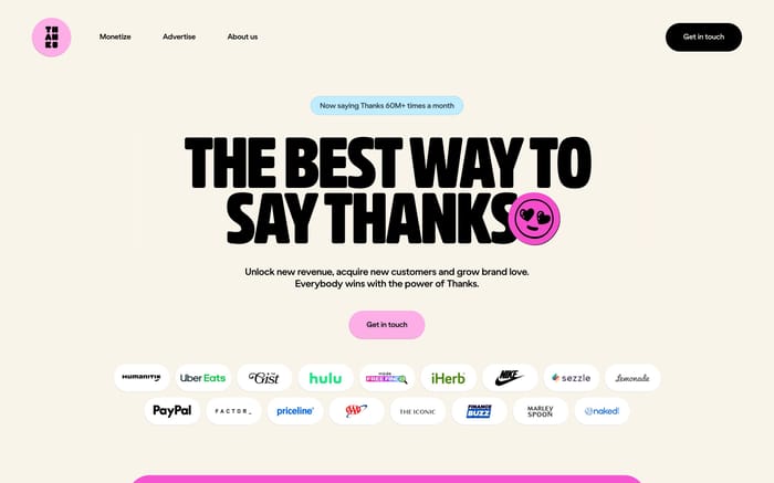 Thanks website preview