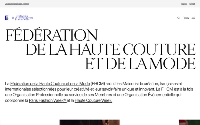 Fédération de la Haute Couture et de la Mode website preview