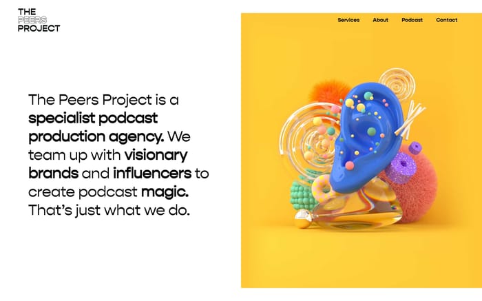 The Peers Project | A specialist podcast production agency. website preview