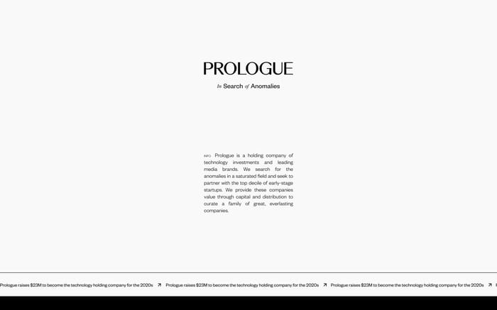 Prologue website preview