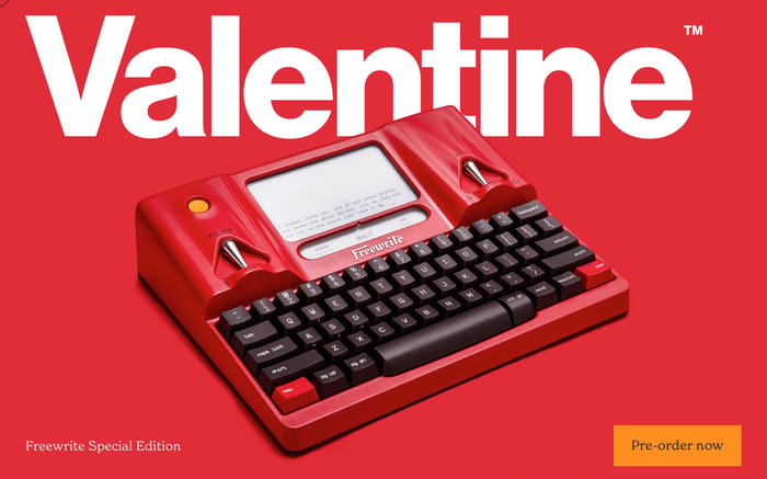 Freewrite Valentine website preview
