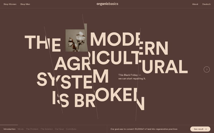 Regenerative agriculture by Organic Basics website preview