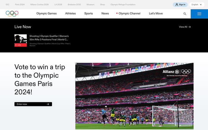 Olympics website preview