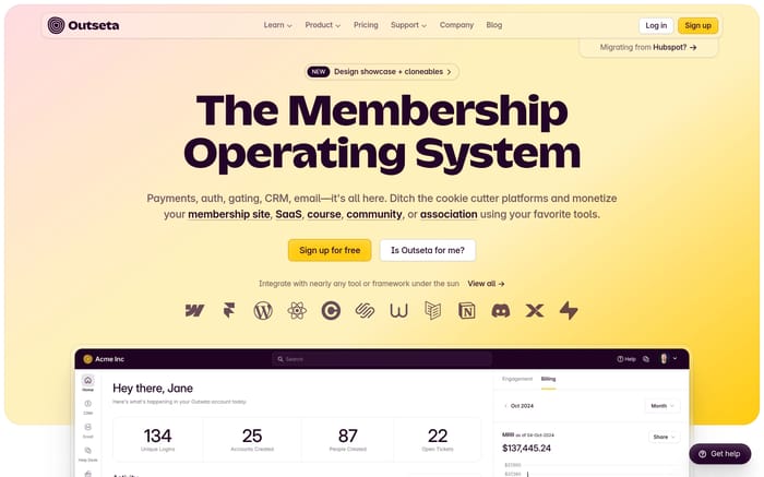 Outseta website preview