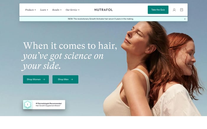 Nutrafol website preview