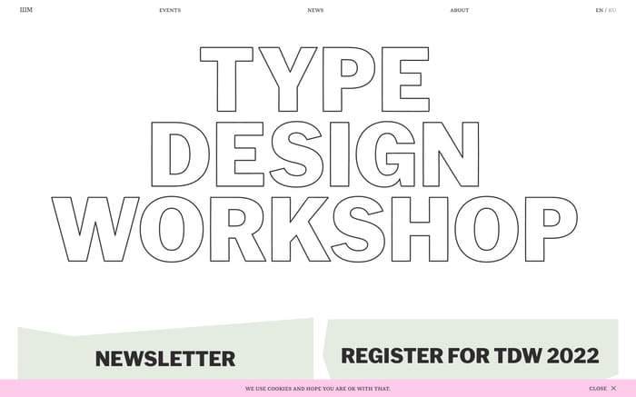 Type Design Workshop website preview