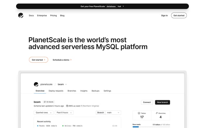 PlanetScale website preview