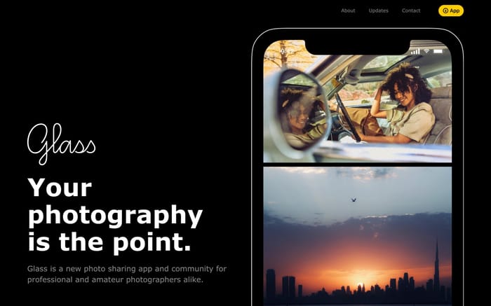Glass website preview