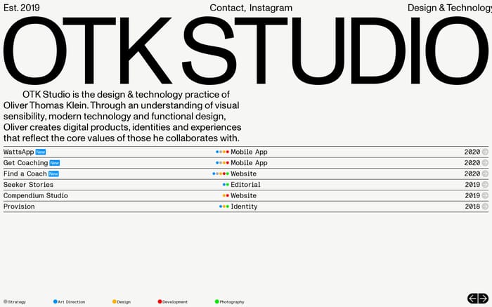OTK Studio website preview