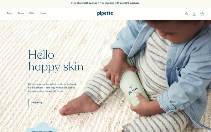 Pipette | Nontoxic, Safe Baby Care Products website preview