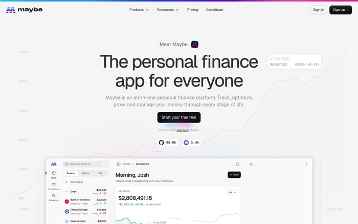 Maybe Finance website preview