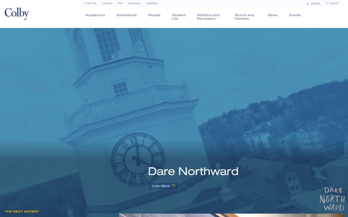 Colby College website preview