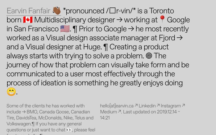 Earvin Fanfair website preview