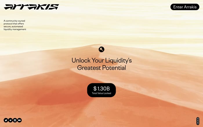 Arrakis Finance website preview