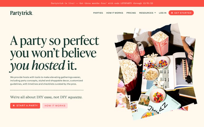 Partytrick website preview