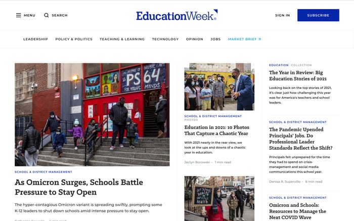 Education Week website preview