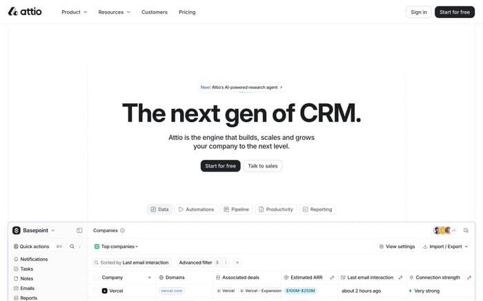 Attio website preview