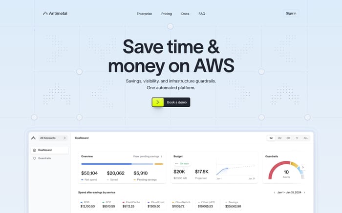 Antimetal website preview