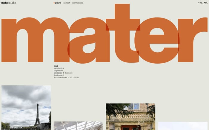 Mater Studio website preview