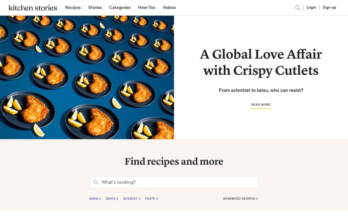 Kitchen Stories website preview