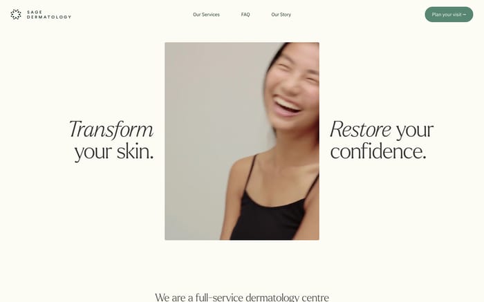 Sage Dermatology website preview