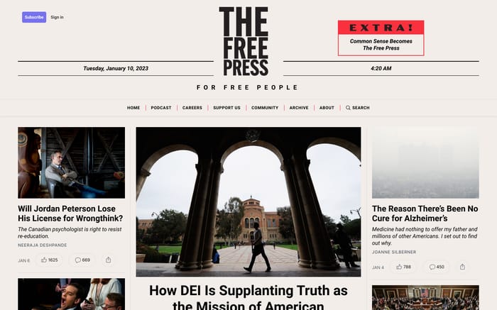 The Free Press website preview