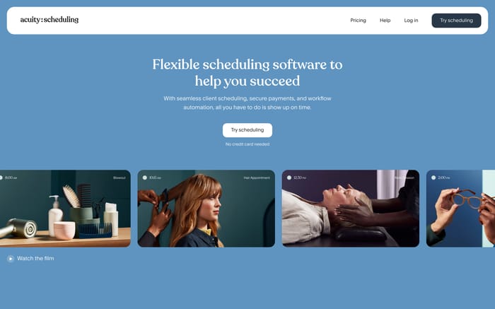Acuity Scheduling website preview