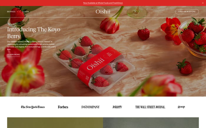 Oishii website preview
