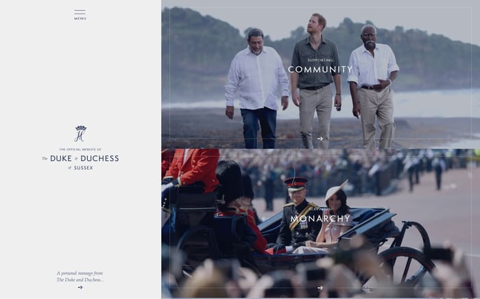 The Duke & Duchess of Sussex website preview