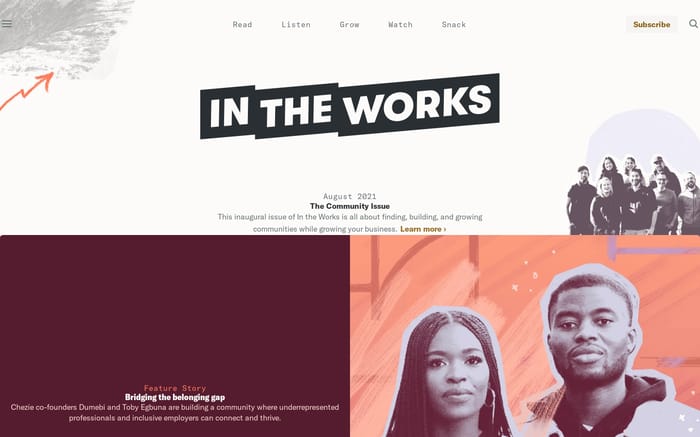 In the Works website preview